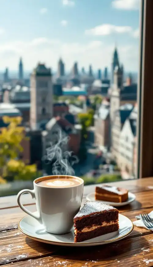 un caf en el piso 11 con vistas increbles